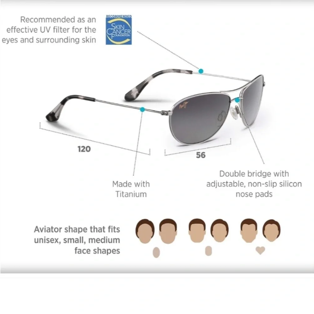MAUI JIM UNISEX BABY BEACH AVIATOR PROGRESSIVE PRESCRIPTION SUNGLASSES